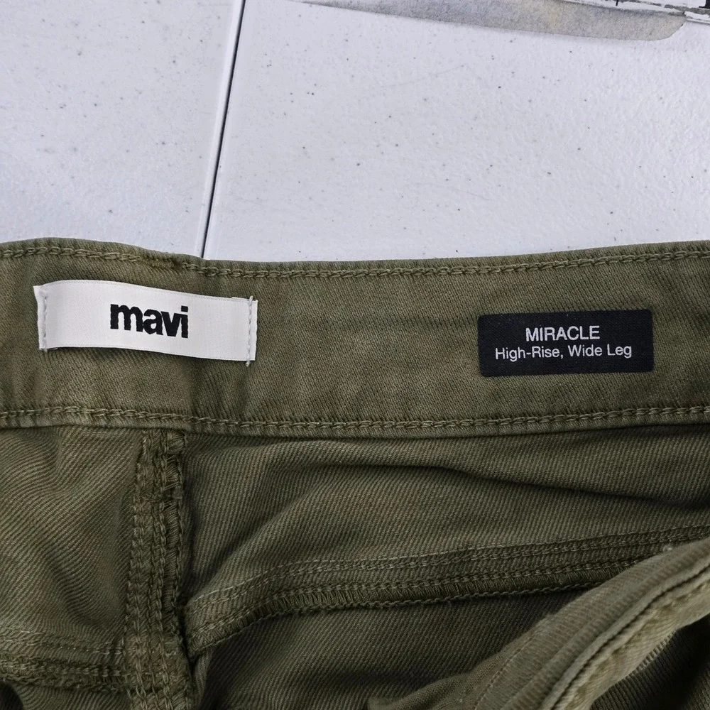 Mavi‎ Miracle High Rise Wide Leg Pants Olive Green Women's Size 30/32